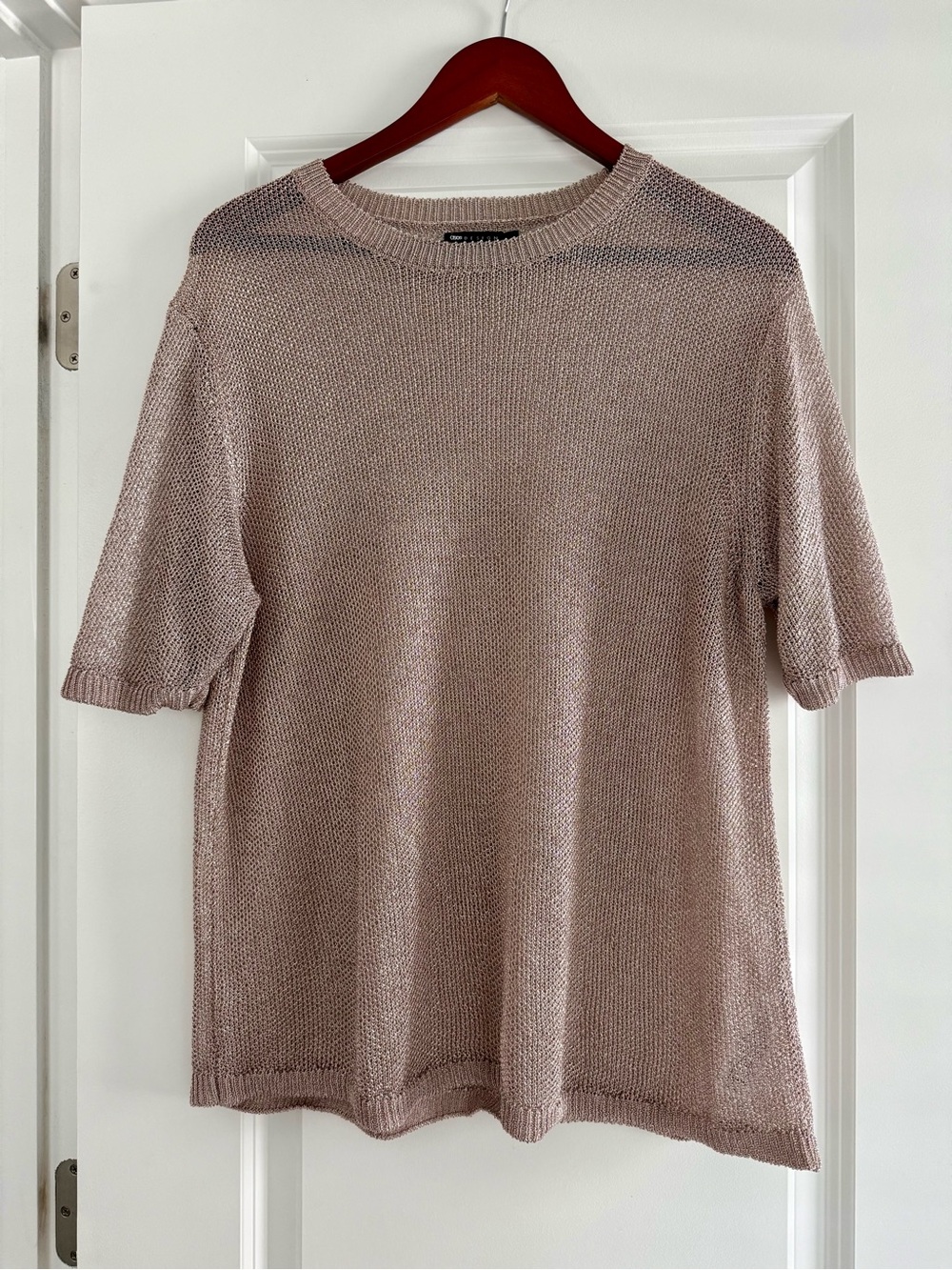 ASOS DESIGN Men’s Large Metallic Short Sleeve mesh Crewneck top